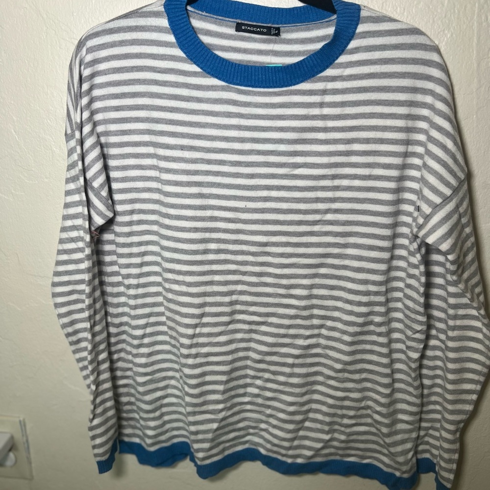 Staccato Blue and Gray Striped Long Sleeve Shirt
